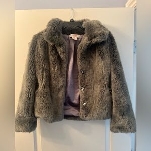 Girls Joe Fresh Faux Fur Grey Jacket size 14